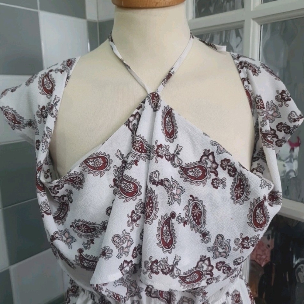 Guess Paisley Halter Dress Xsmall Maxi Dress. Casual, Coastal, Chic